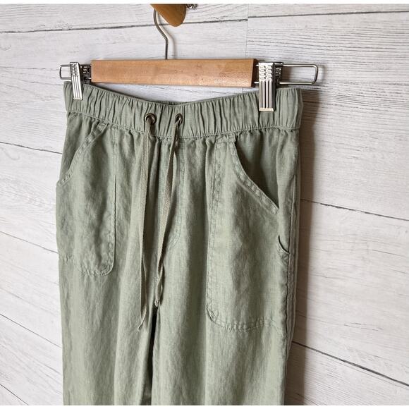Rachel Roy Pants Womens Size Small Sage Green 100% Linen Drawstring Pockets - Picture 8 of 16